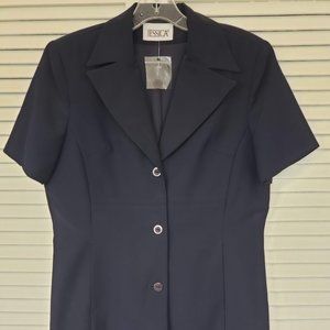 Jessica NWOT 3 Button Short Sleeve Blazer, Navy 10